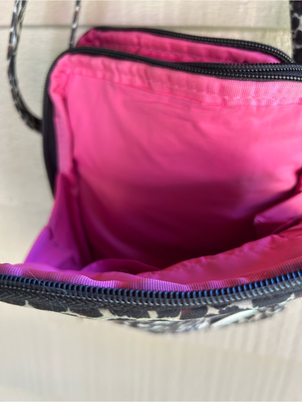 Travelon Leopard Print Crossbody Bag - Brown/Black pink lining. - Picture 3 of 8